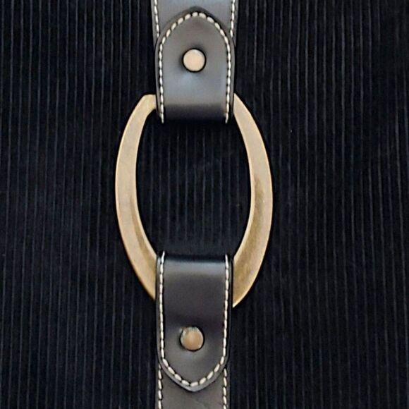 Maxx New York Black Corduroy And Leather Messenger Shoulder Bag Large Purse - Picture 5 of 11